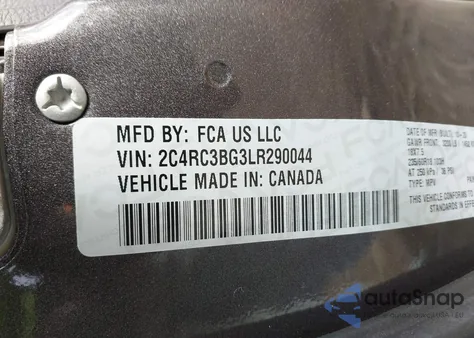 2020 Chrysler Pacifica Awd Launch Edition z USA, uszkodzony, nr VIN 2C4RC3BG3LR290044